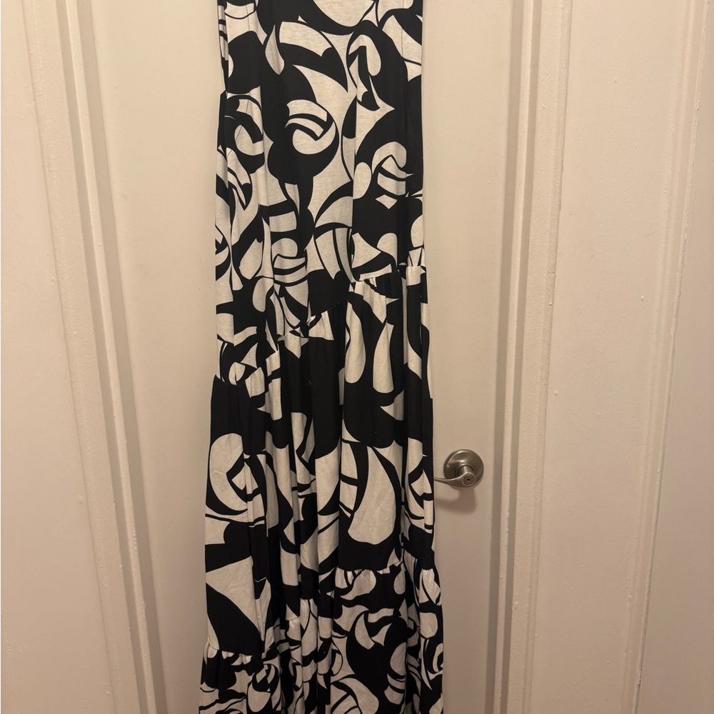 Farm Rio brand new Black and White Abstract Maxi Dress